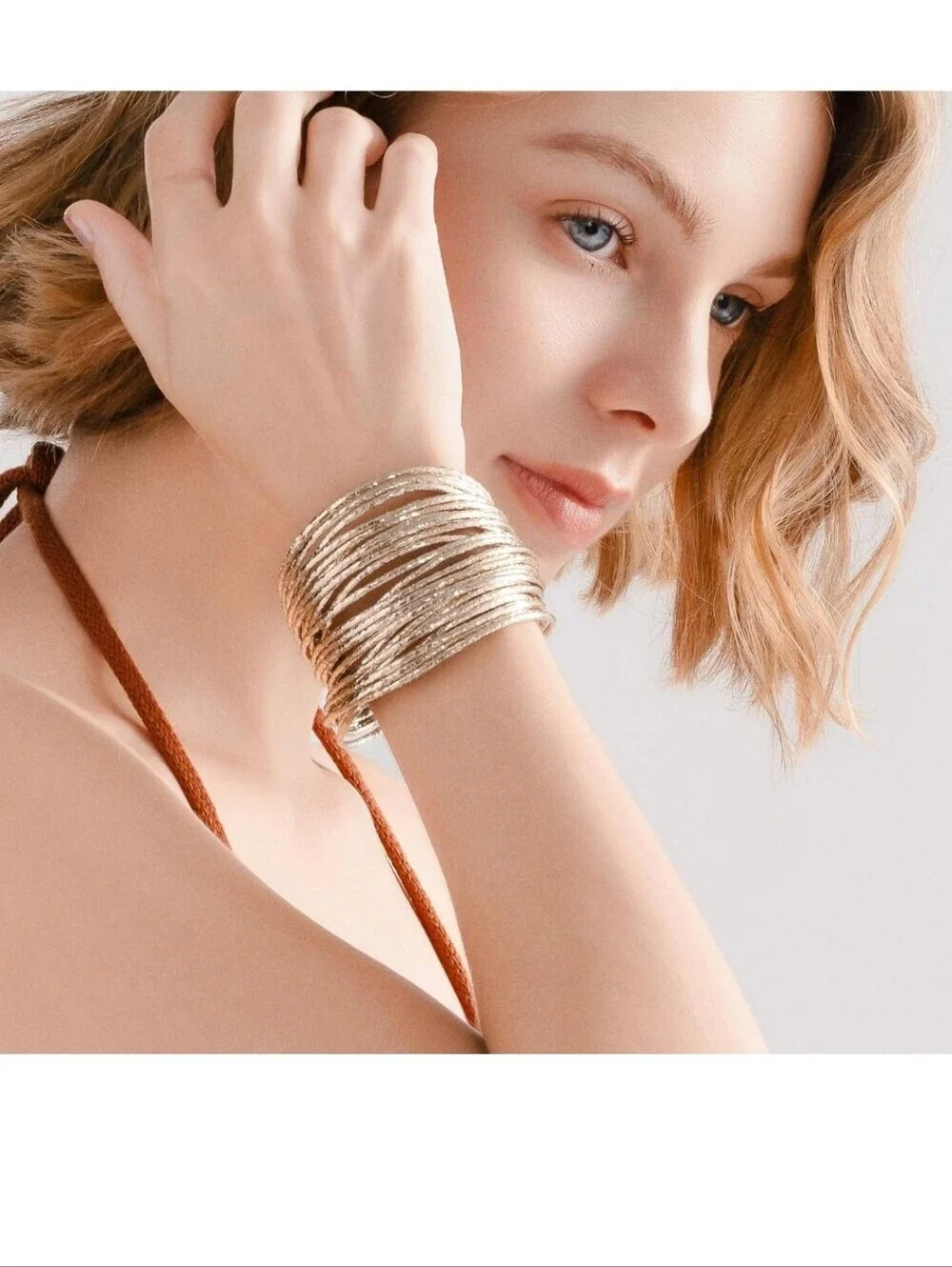 Gold Multi-Strand Cuff Bracelet - Women Jewelry